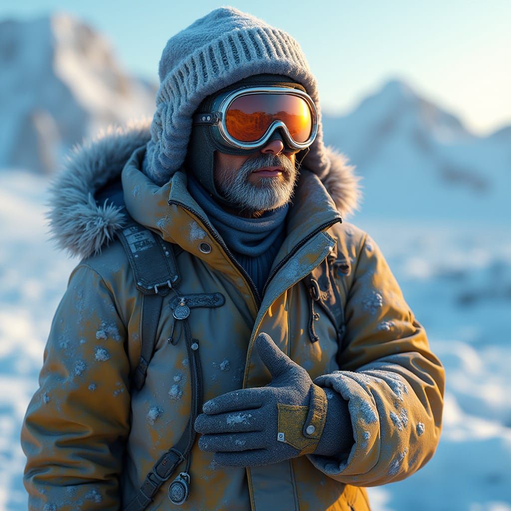 Scientist in Realistic Antarctic Gear