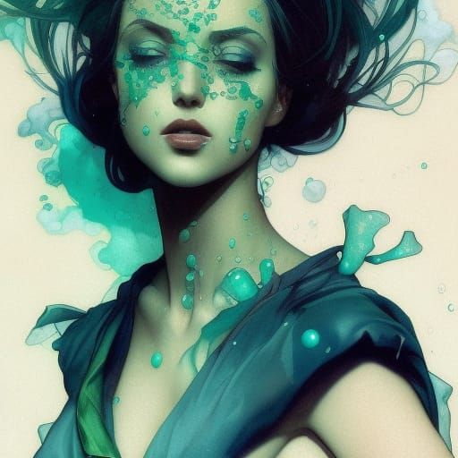 Underwater Fairy Portrait in Splash Art Style