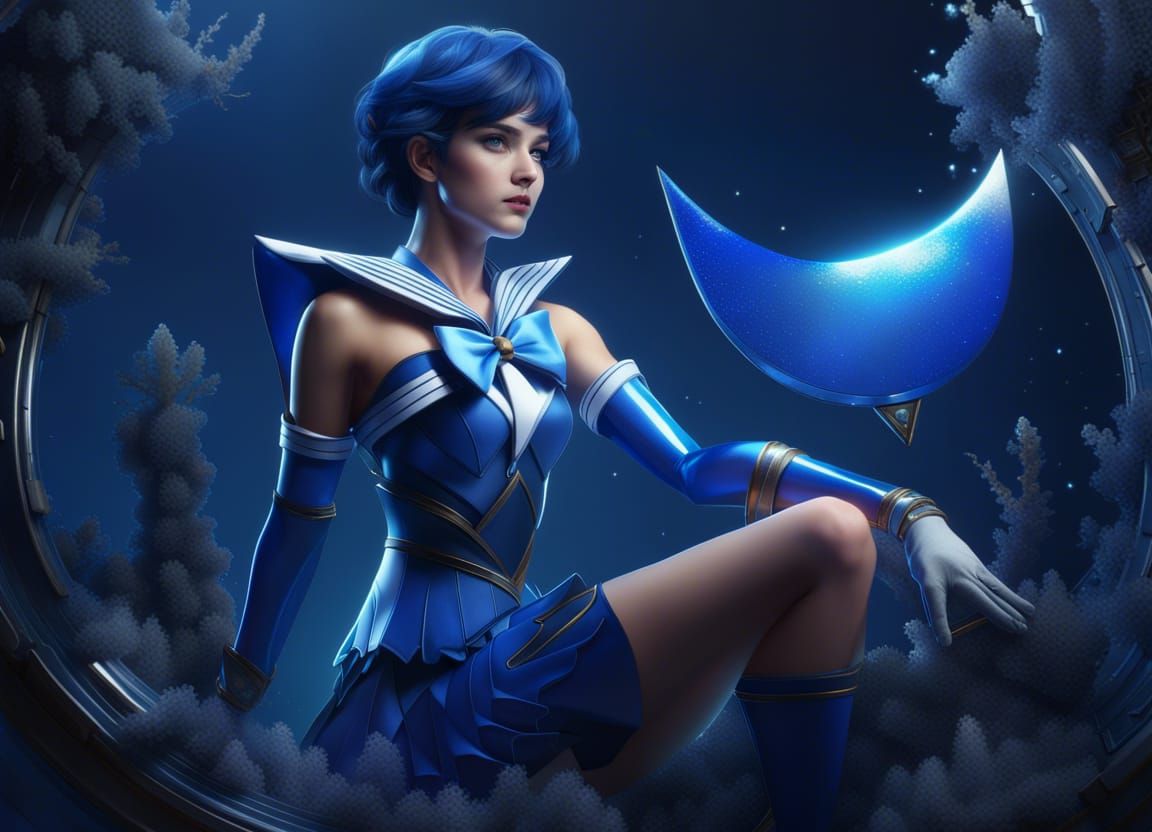 Detailed Painting of Sailor Mercury in 8k Resolution