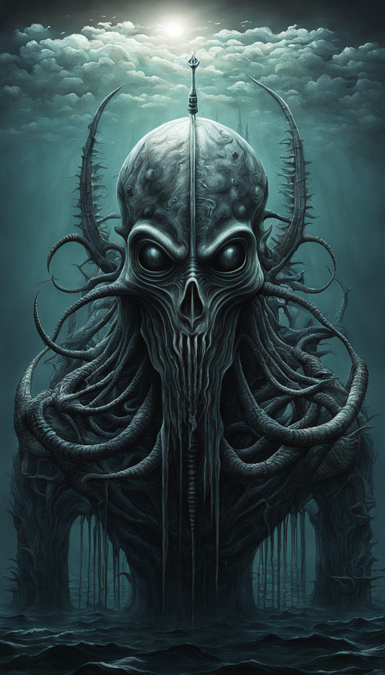 Surrealist Horror Art in Dark, Giger-Inspired Style