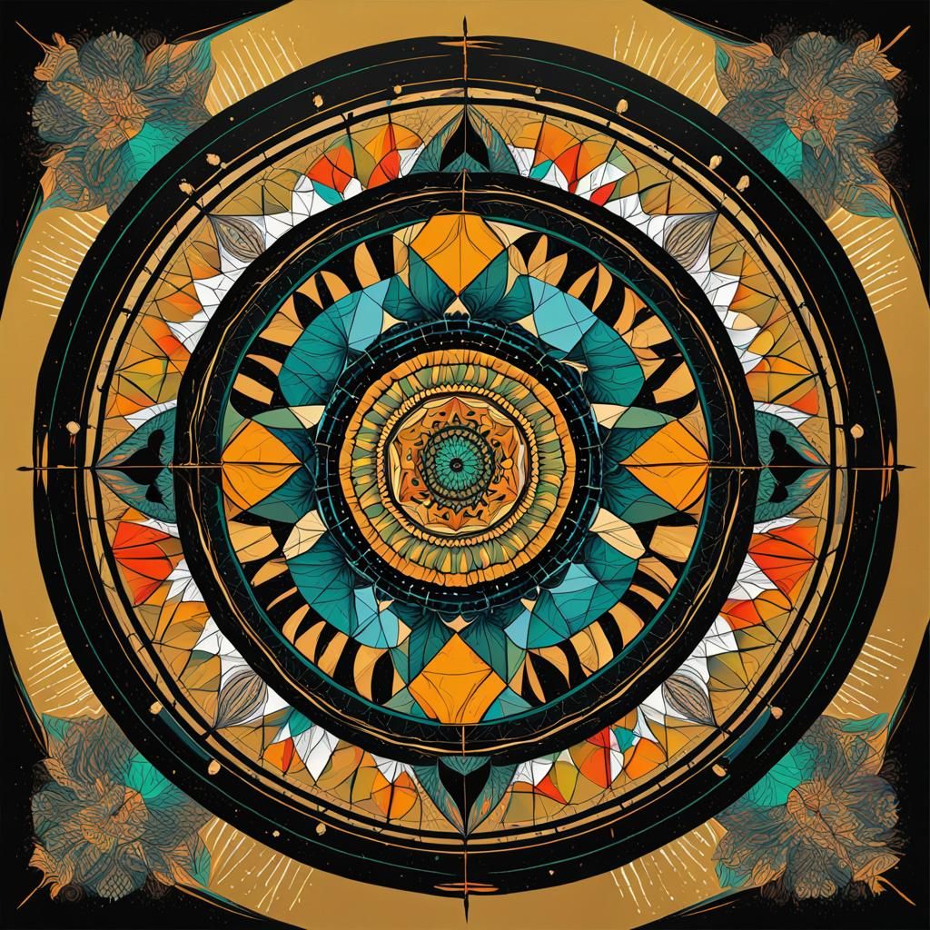 Wildlife Mandala in Geometric Pop Art Style