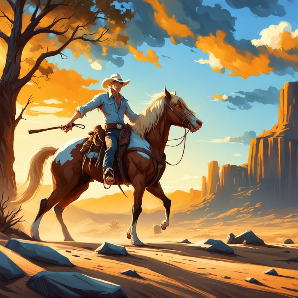 Expressive Cowboy Character in Cartoon Style