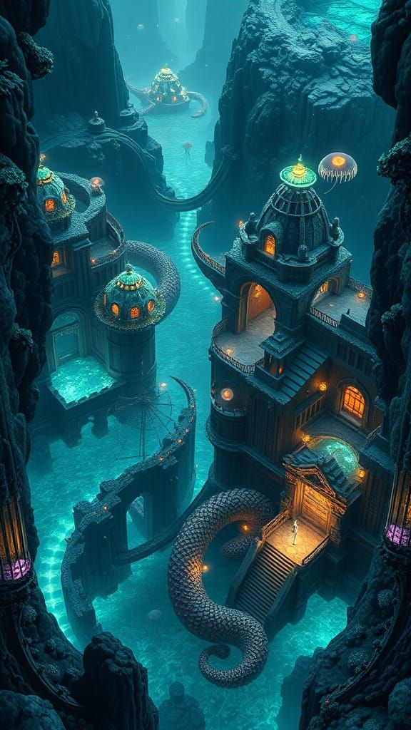 Ethereal Underwater Metropolis in a Dreamlike Aesthetic