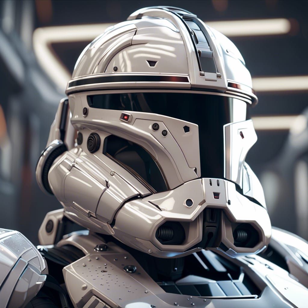 Detailed Clone Trooper in Futuristic Sci-Fi Scene
