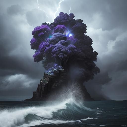 Vibrant Rainbow Emerges from Theatrical Storm, Digital Art