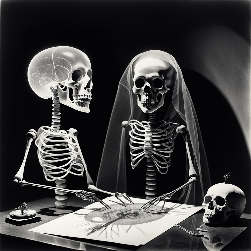 Surreal Rayograph of Black and White Objects