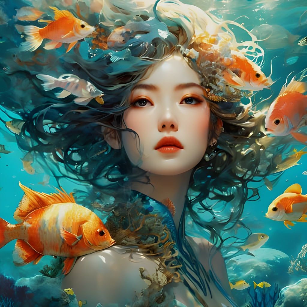 AI Ocean Goddess Illustration