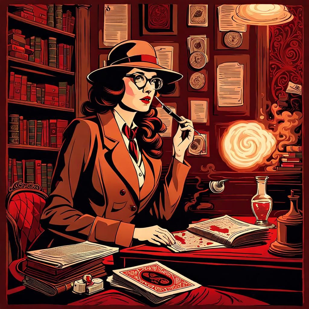 Detective Investigates Crime Scene in Bioluminescent Salon