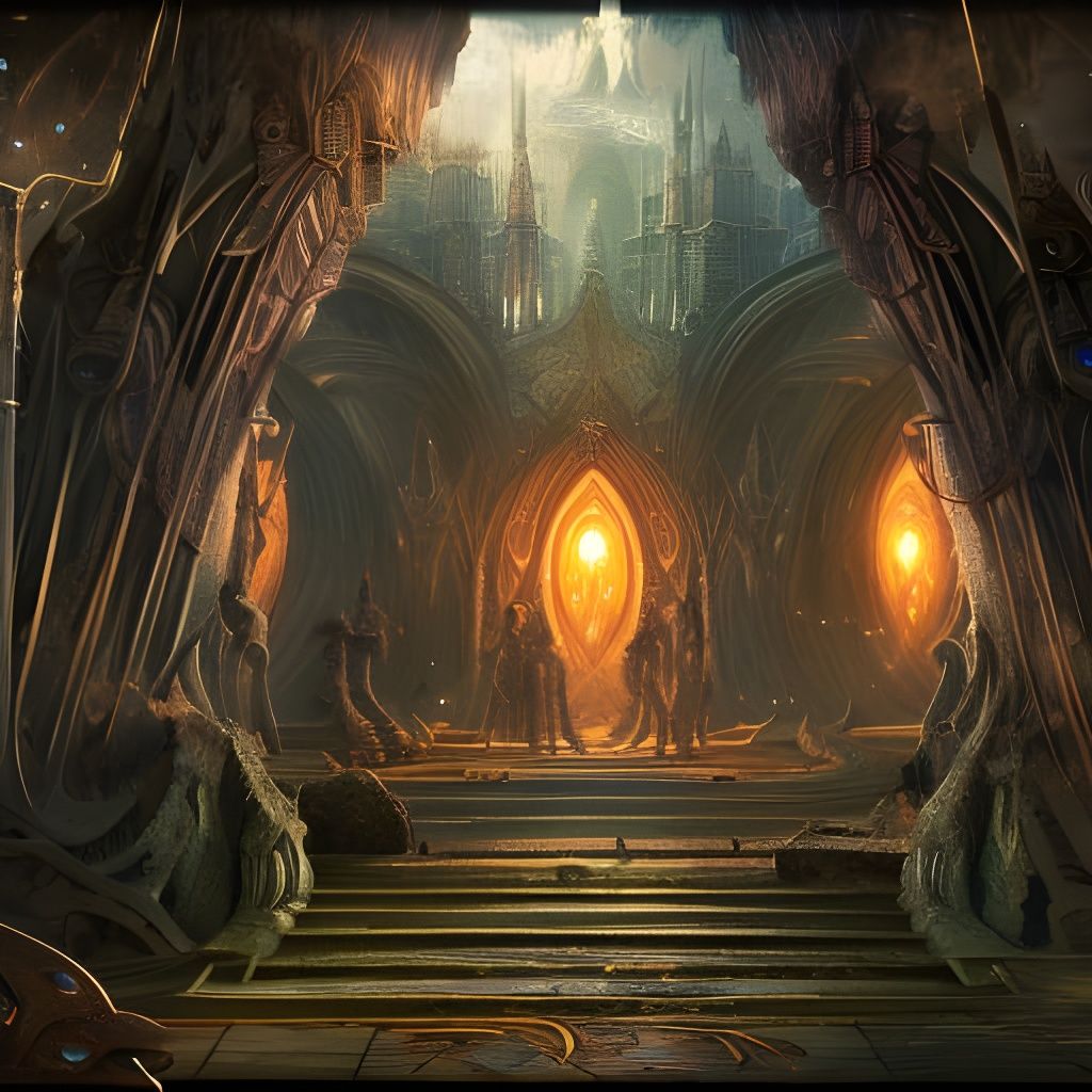 Mechanical Doorway to Daedric World: Fantasy Concept Art