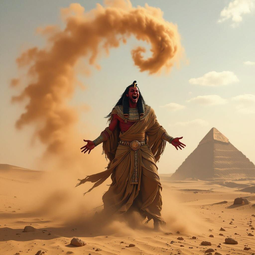 Chaotic God Set Summons Dust Devil near Pyramid