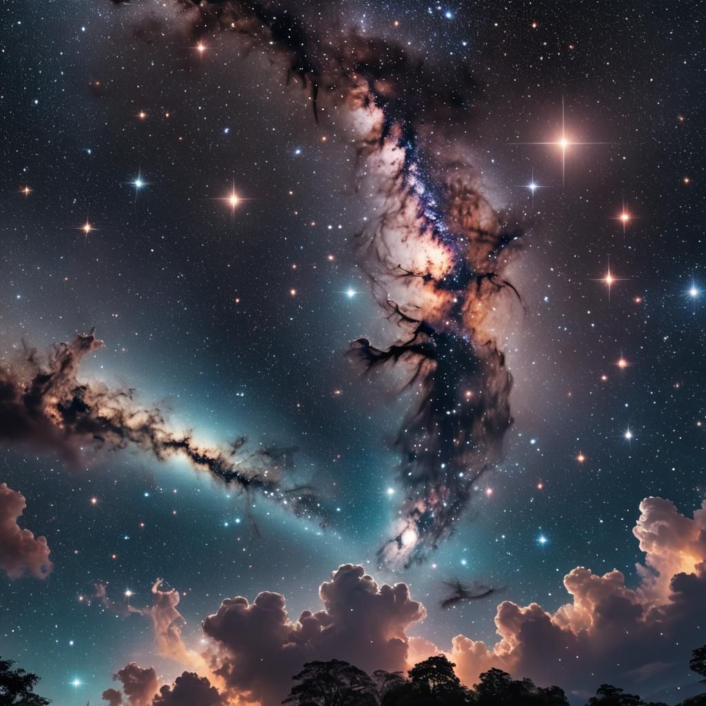 Celestial Majesty: Twinkling Stars and Distant Galaxies