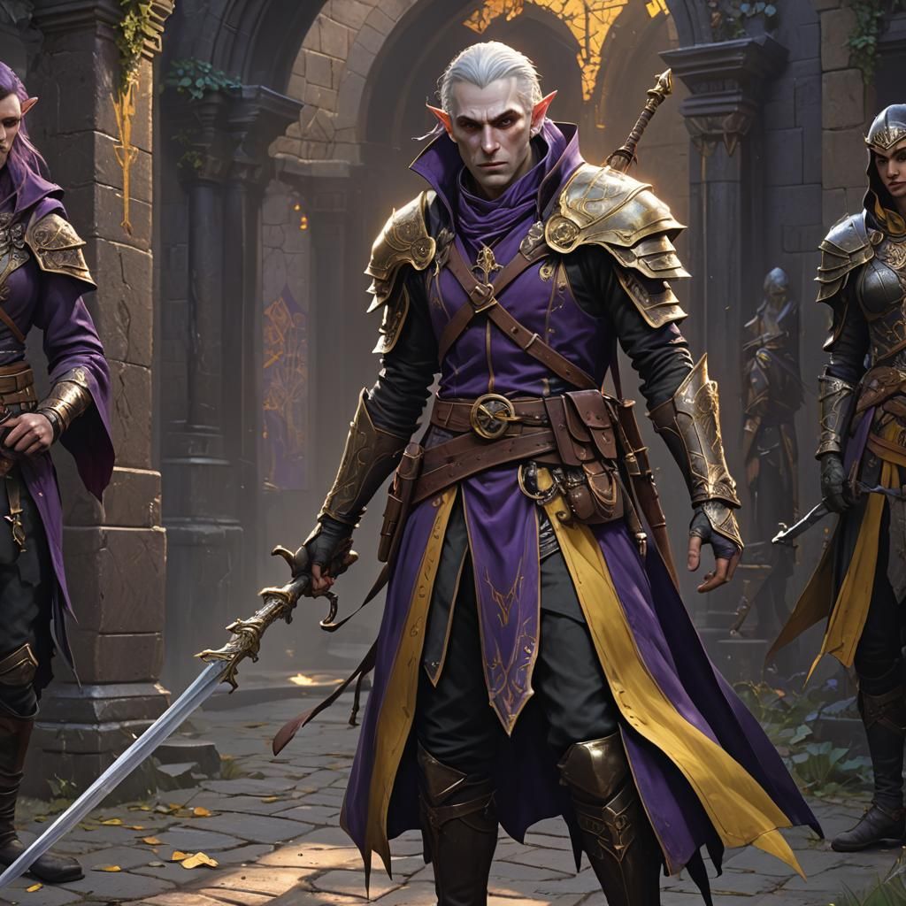 Half-Elf Warlock Concept Art in Dark Fantasy Style