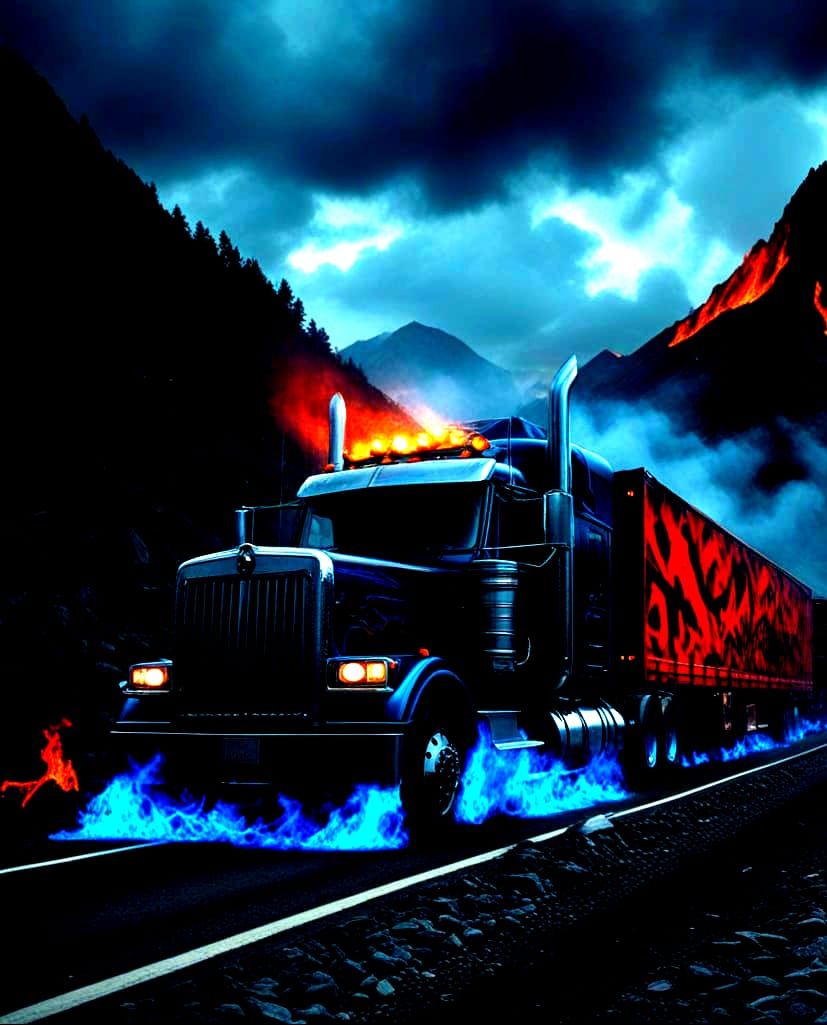 Morbid Semi Truck with Flames of Death