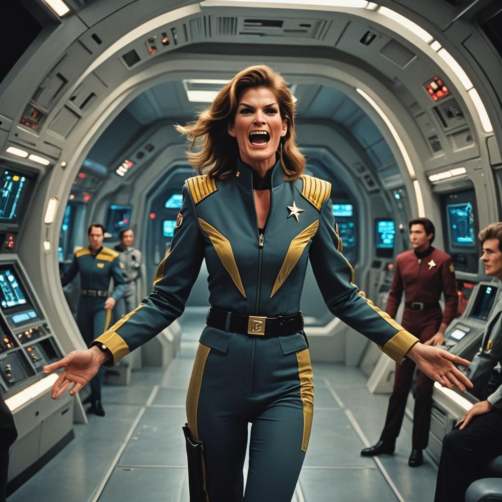 Star Trek Scene with Data in Drag: Cinematic Film Still