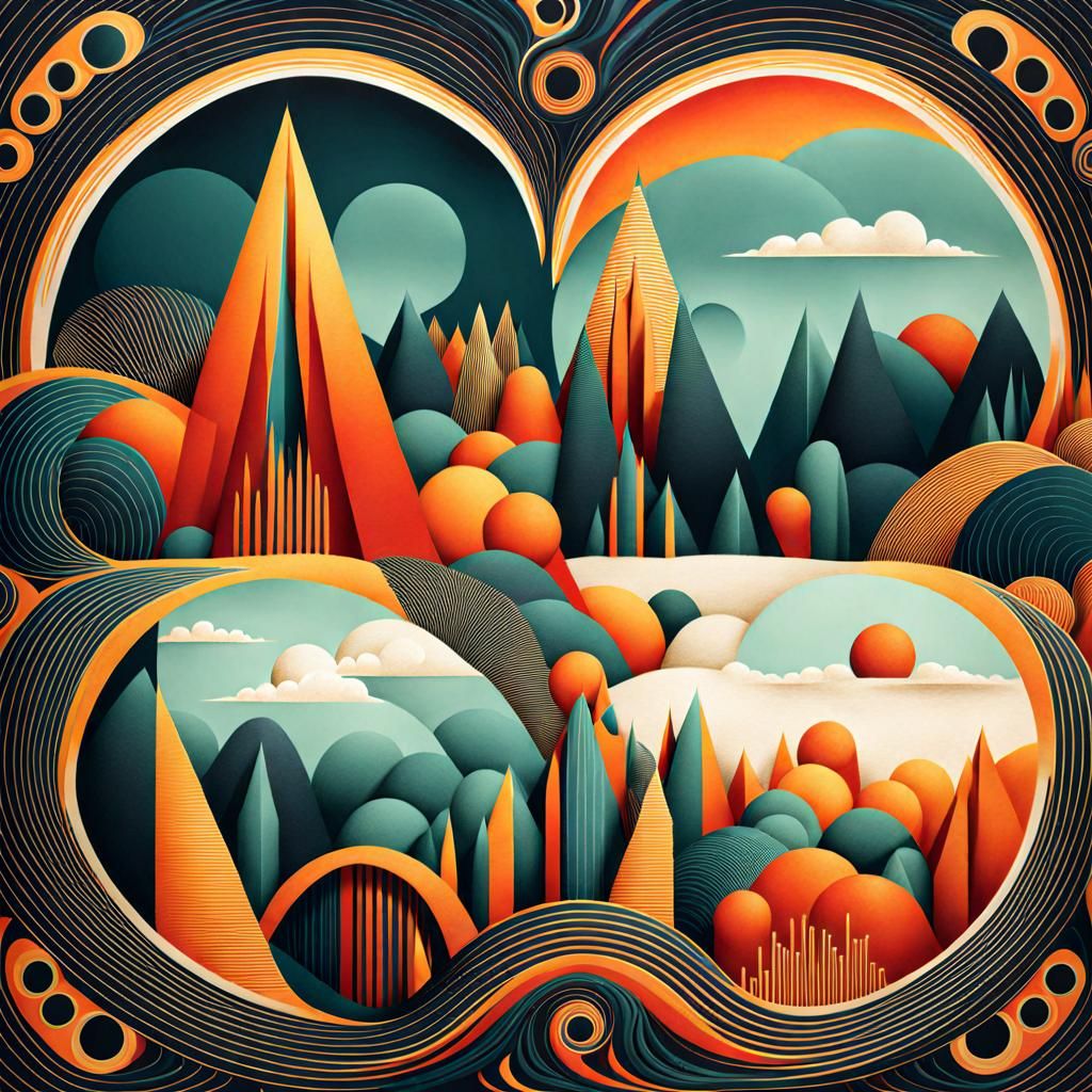 Abstract Illustration with Optical Illusions