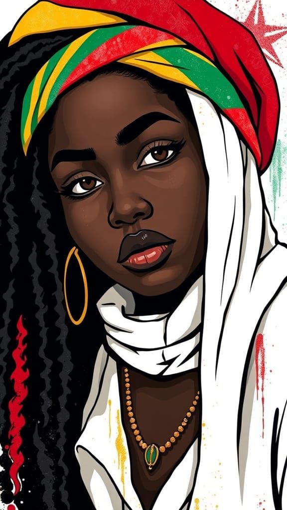 Vector Smudge Art of Rasta Black Woman