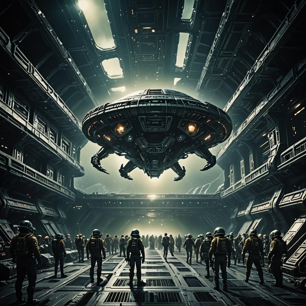 Cinematic Alien Megafortress Film Still