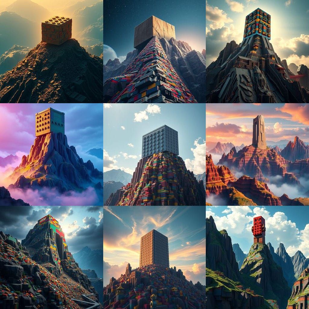 Majestic Lego Titan Dominating a Sea of Bricks