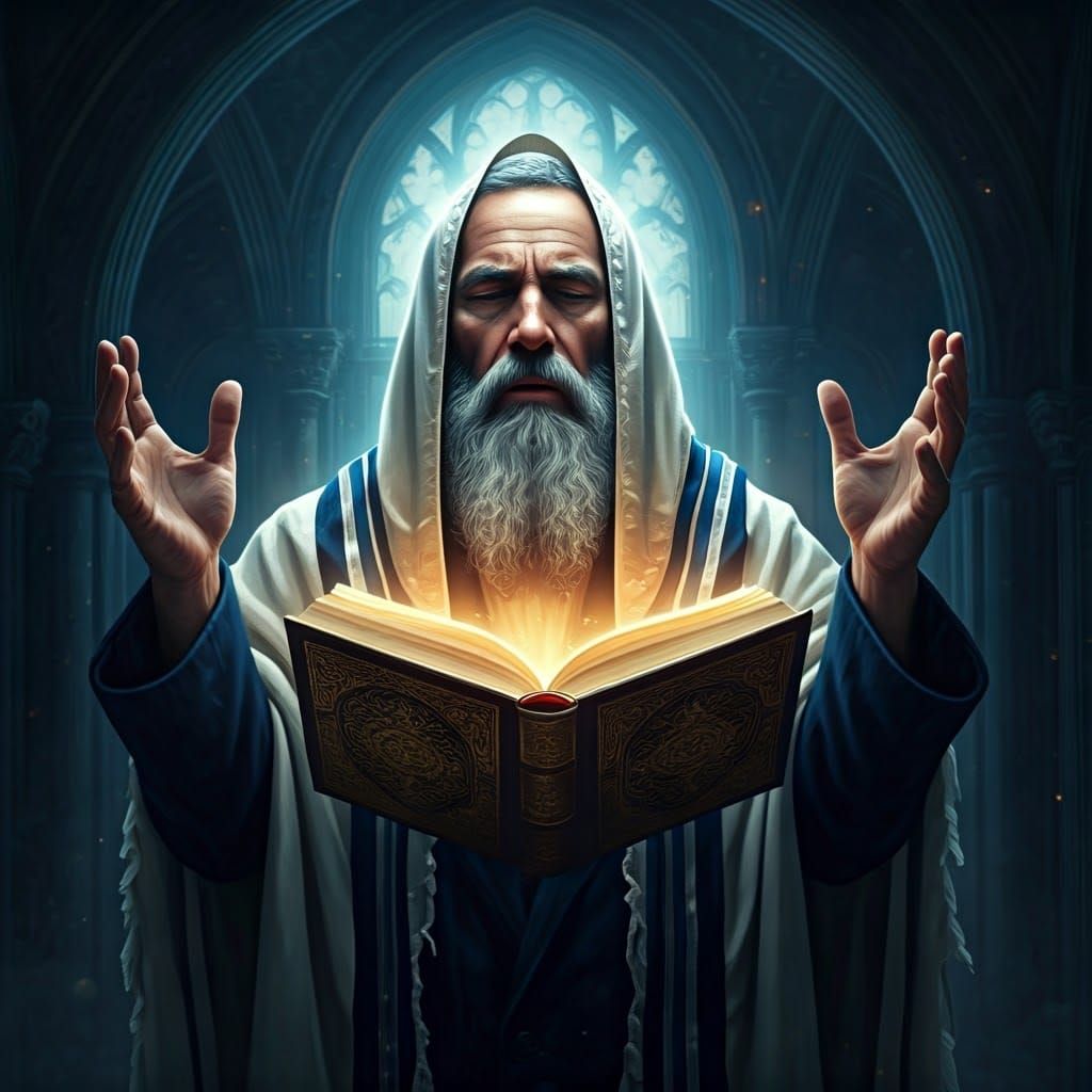 Devout Jewish Man in Prayer: Mystical Matte Painting