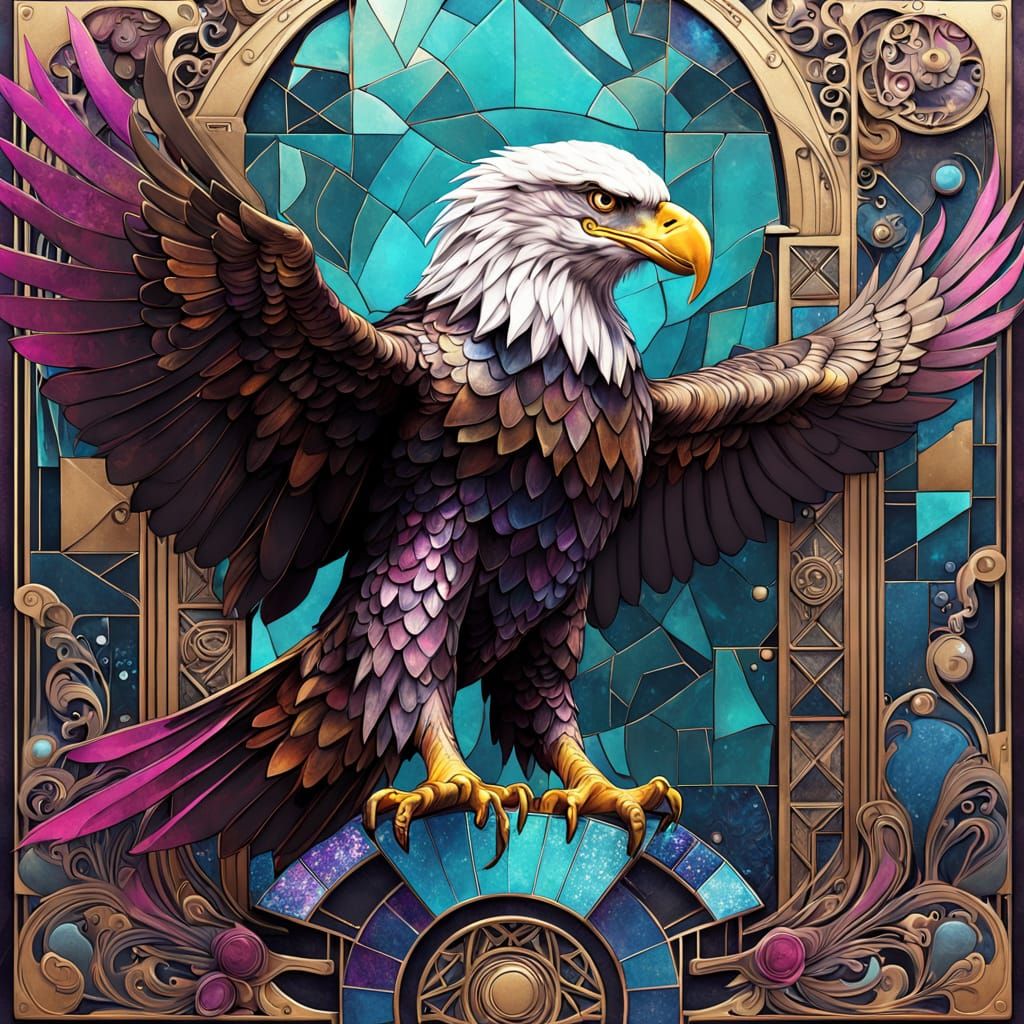 Art Deco Eagle: Surreal Mixed Media Collage