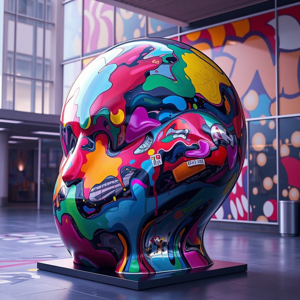 Surreal Aluminum Artwork in a Whimsical Modern Setting