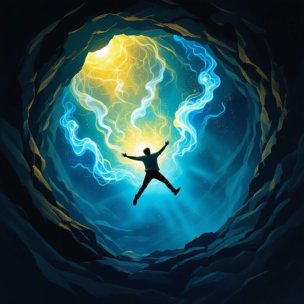 Man Discovers Happiness and Speed in Mysterious Pit