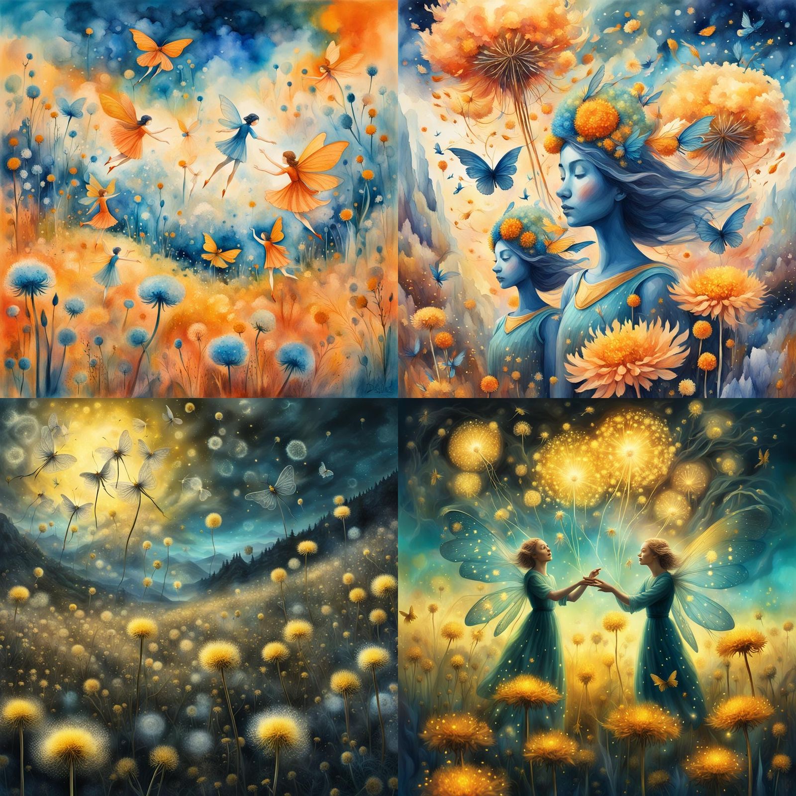 Winged Fairies in a Dreamlike Dandelion Utopia
