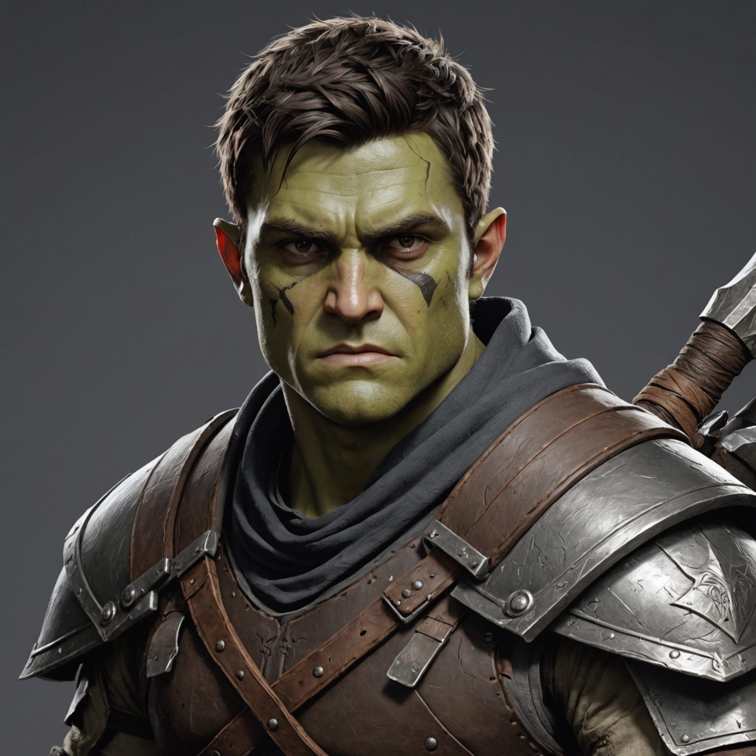 Handsome Half-Orc Scavenger in 3D Anime Art