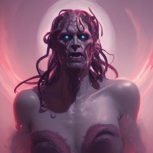 Demonic Elder God Portrait in Digital Art Style