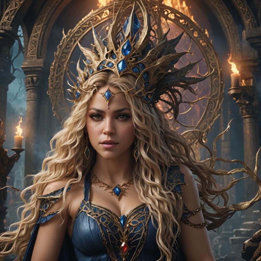Shakira as Sorceress: Fantasy Art Portrait