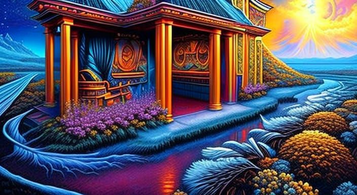 Cosmic Sci-Fi Motel in Surreal Style