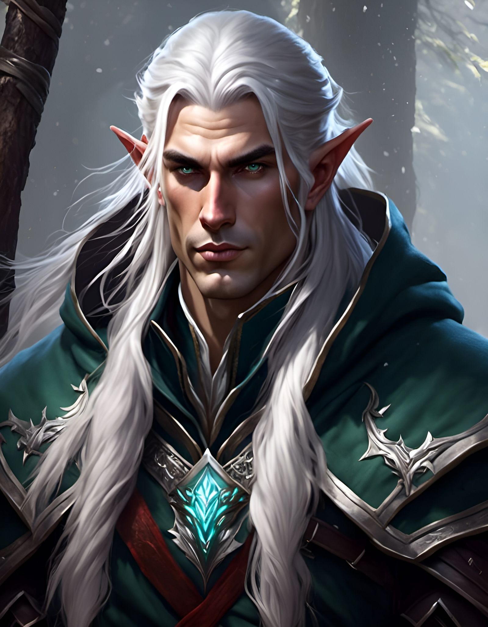 Hooded Elf Ranger Portrait in Fantasy Style