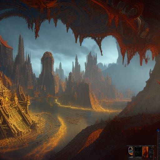 Fantastical Matte Painting in Deep Color, 8K