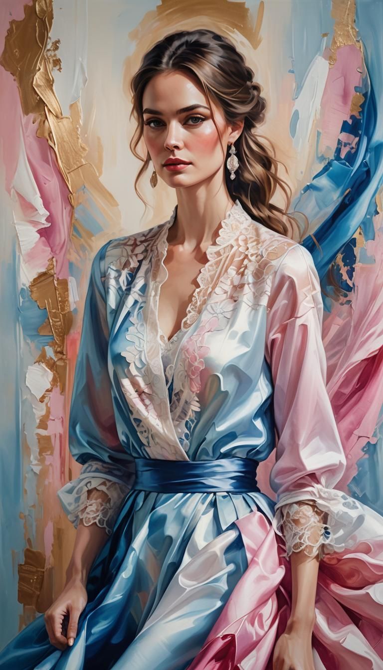 Woman in Modern Clothes: Oil Painting Portrait