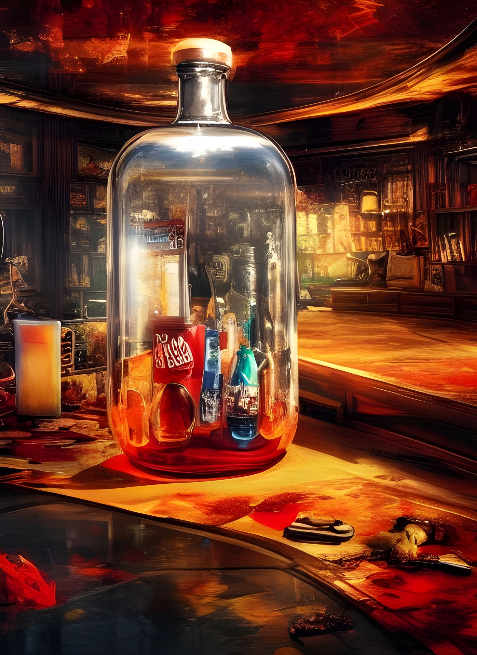 Bottled Anger: Hyperrealistic Cinematic Atmosphere