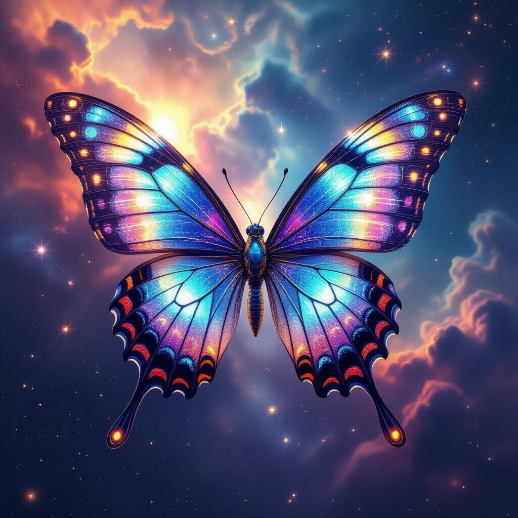 Colossal Crystal Butterfly in Cosmic Nebula