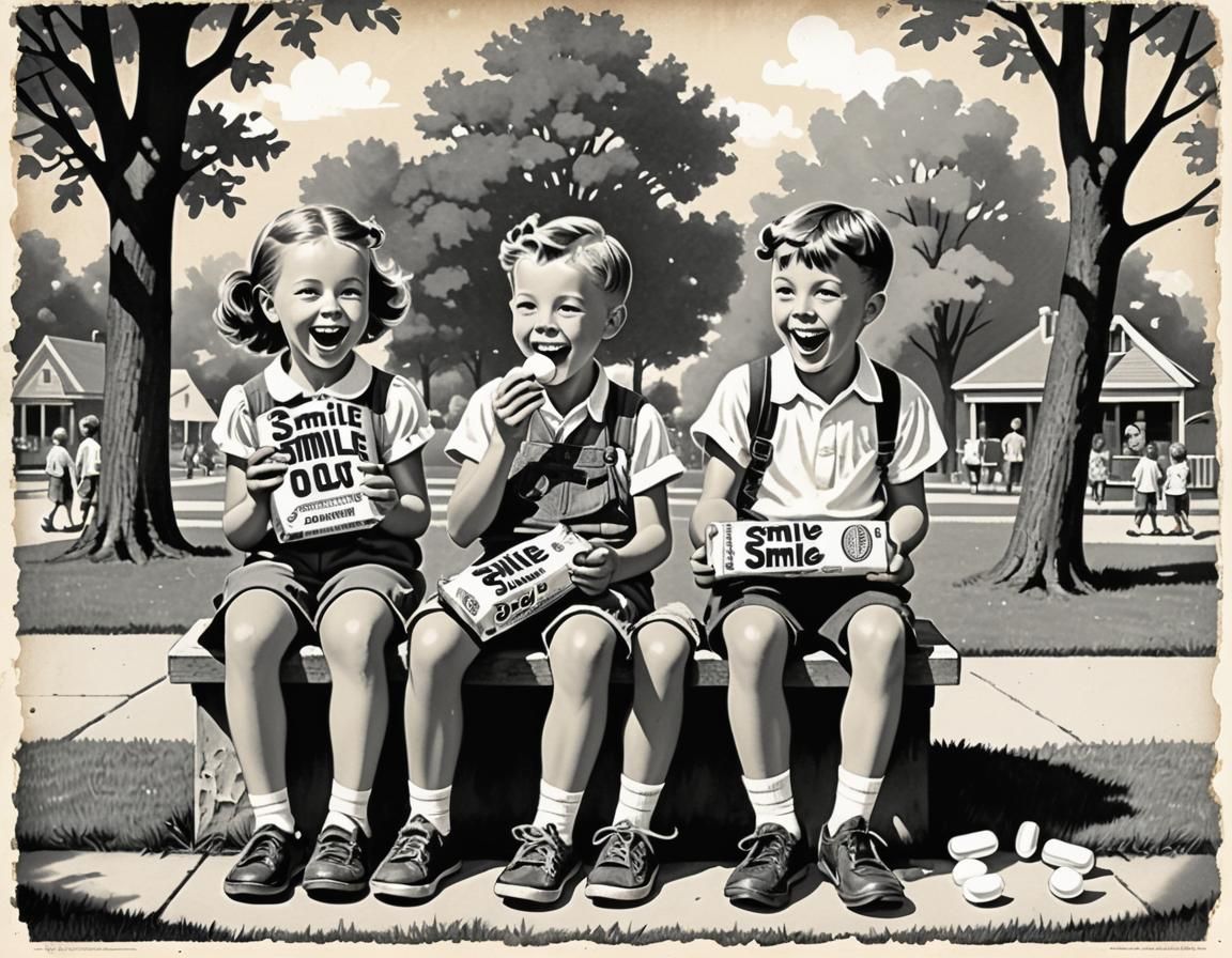 Children's Joy and Gum, in Rockwell Style