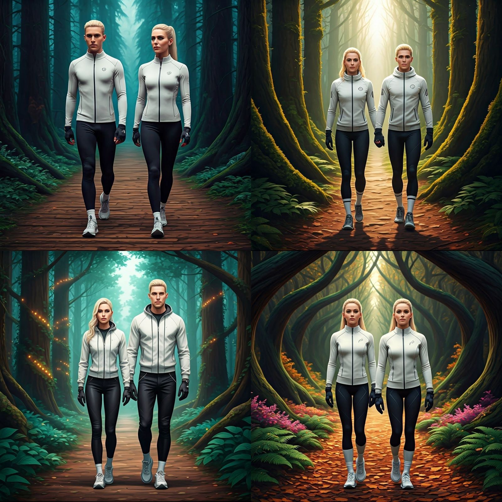 Twins Walking in Forest, Fantasy Concept Art