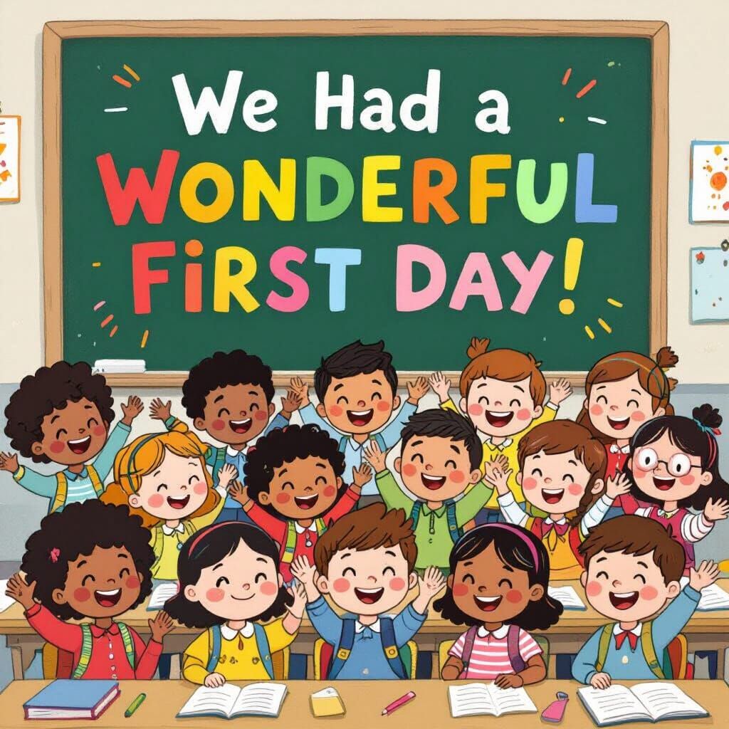 Diverse Classroom Scene in Cartoon Style