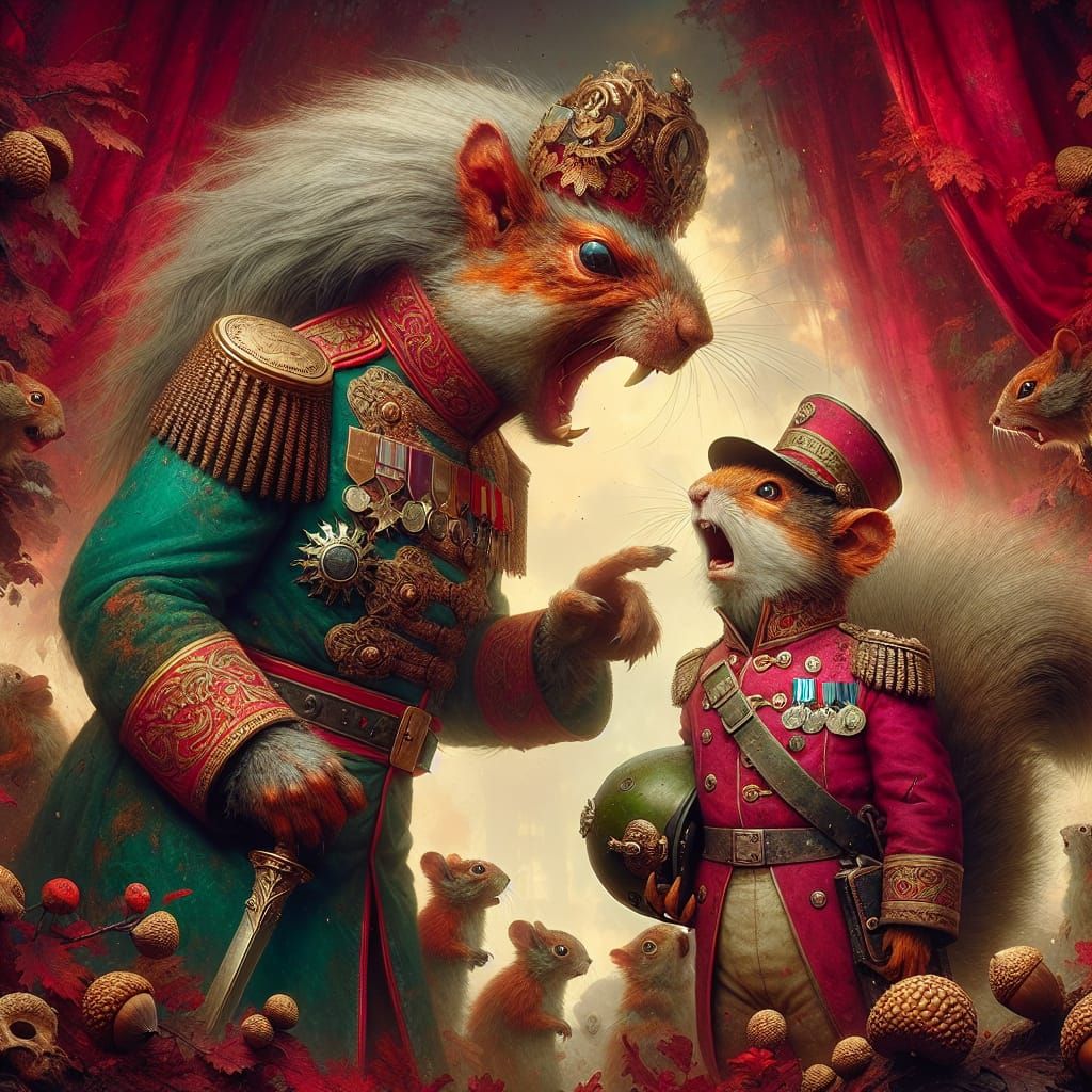 Squirrel general shrieks at his adjutant