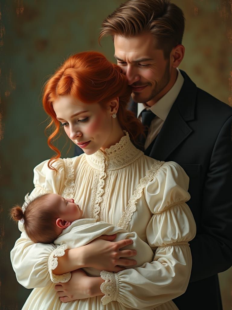 Victorian Family Portrait in Dreamlike Matte Painting Style