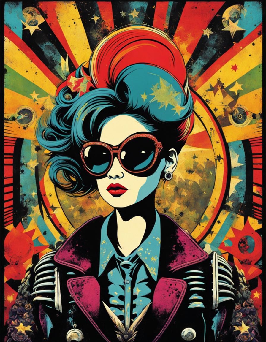 Chibi Punkrocker in Retro Photo Art Style