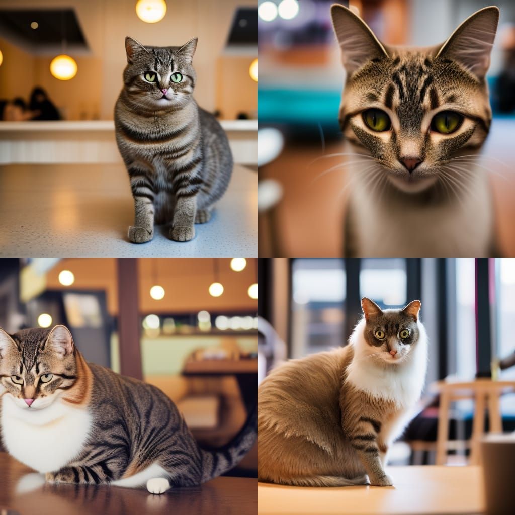 Charming Cat Cafe Scene in Professional Photography