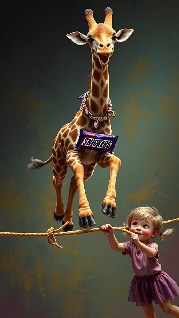 Giraffe Leaps Over Rope in Whimsical, Hyper-Realistic Art