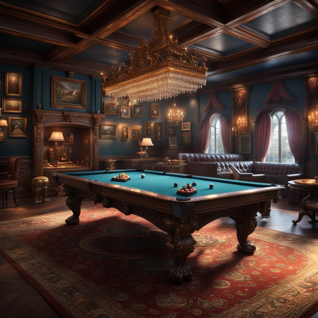Luxurious Georgian Man Cave with Pool Table