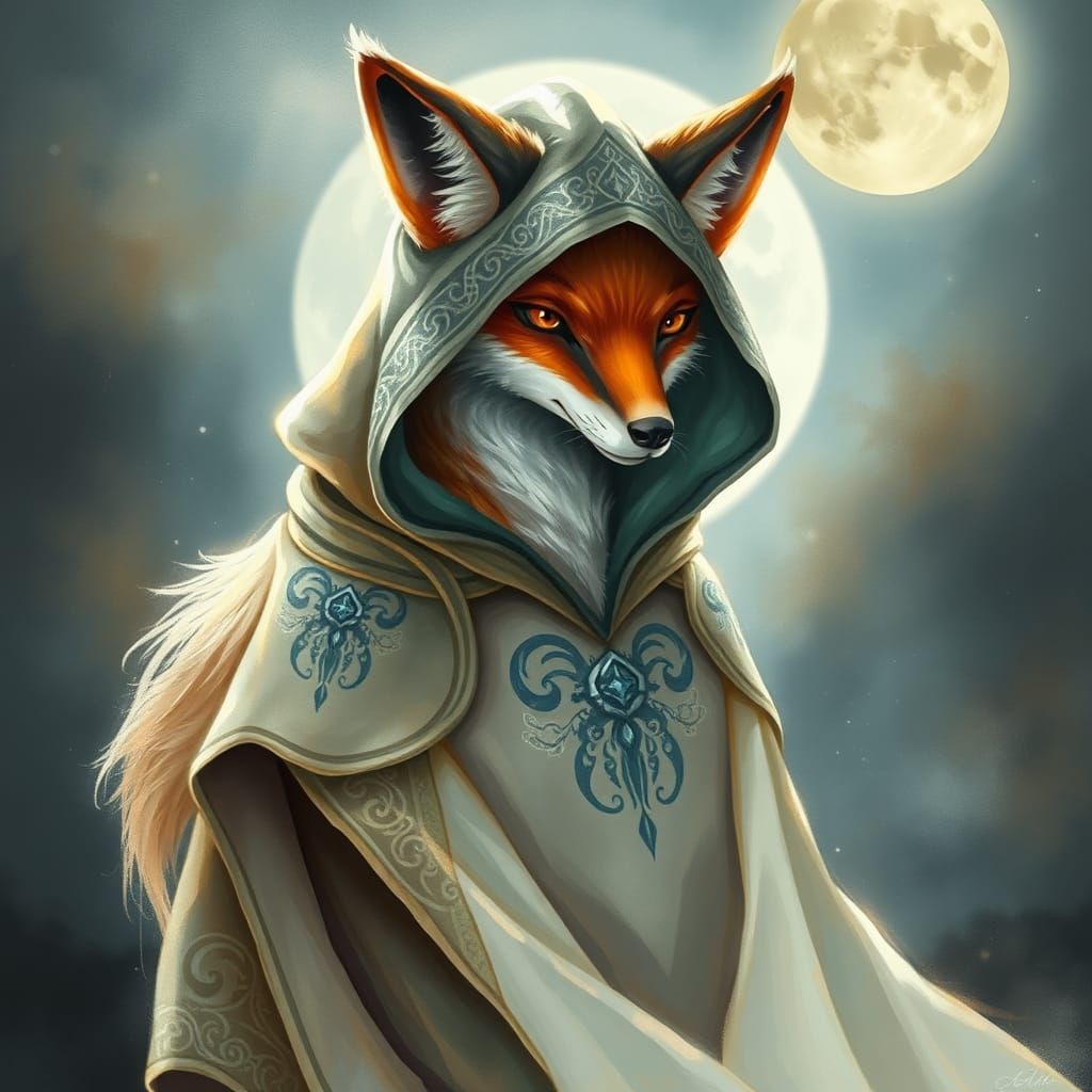 Mystical Fox Demon in Moonlit Dreamscape