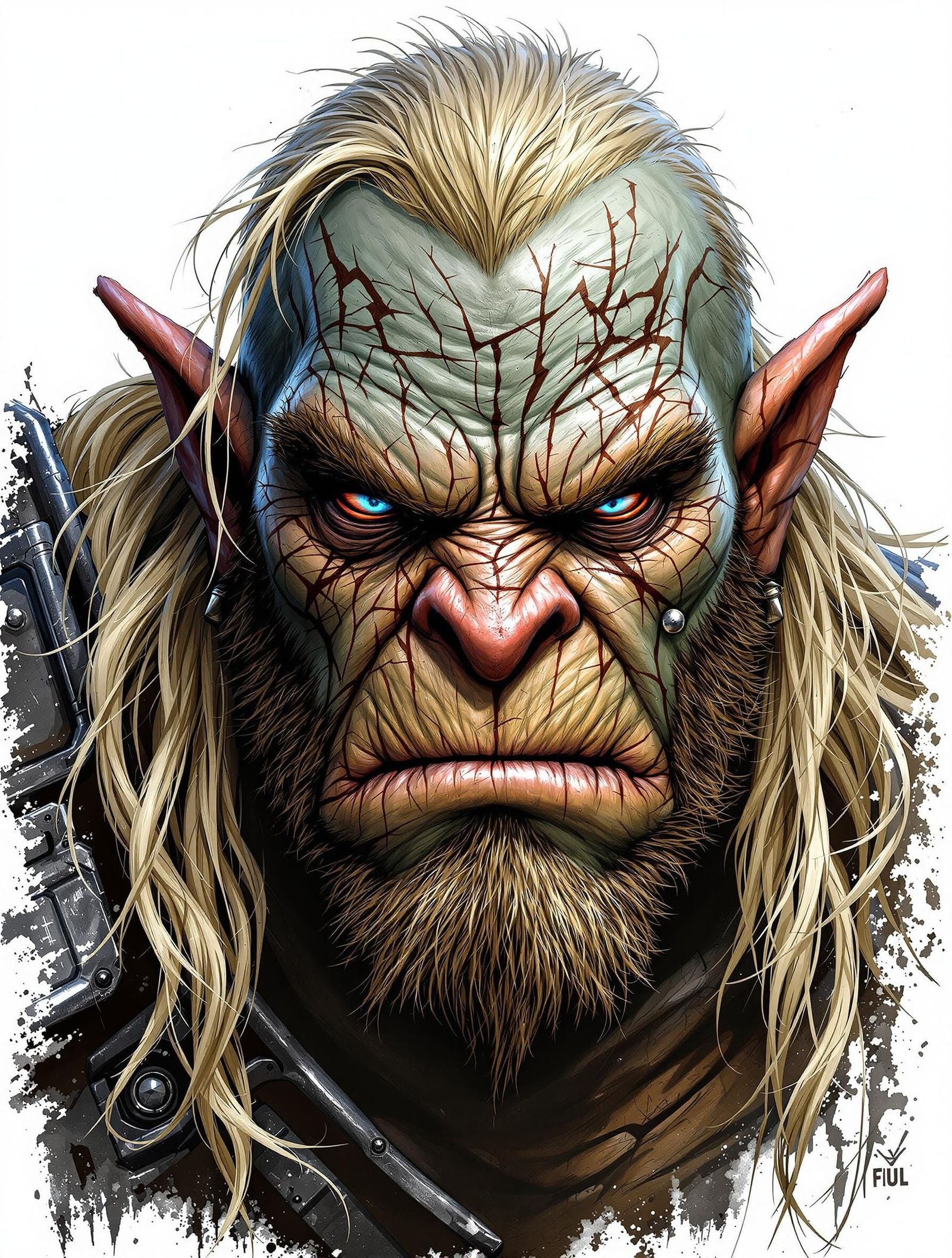 Battle-Scarred Orc Warrior in Gritty Fantasy Style