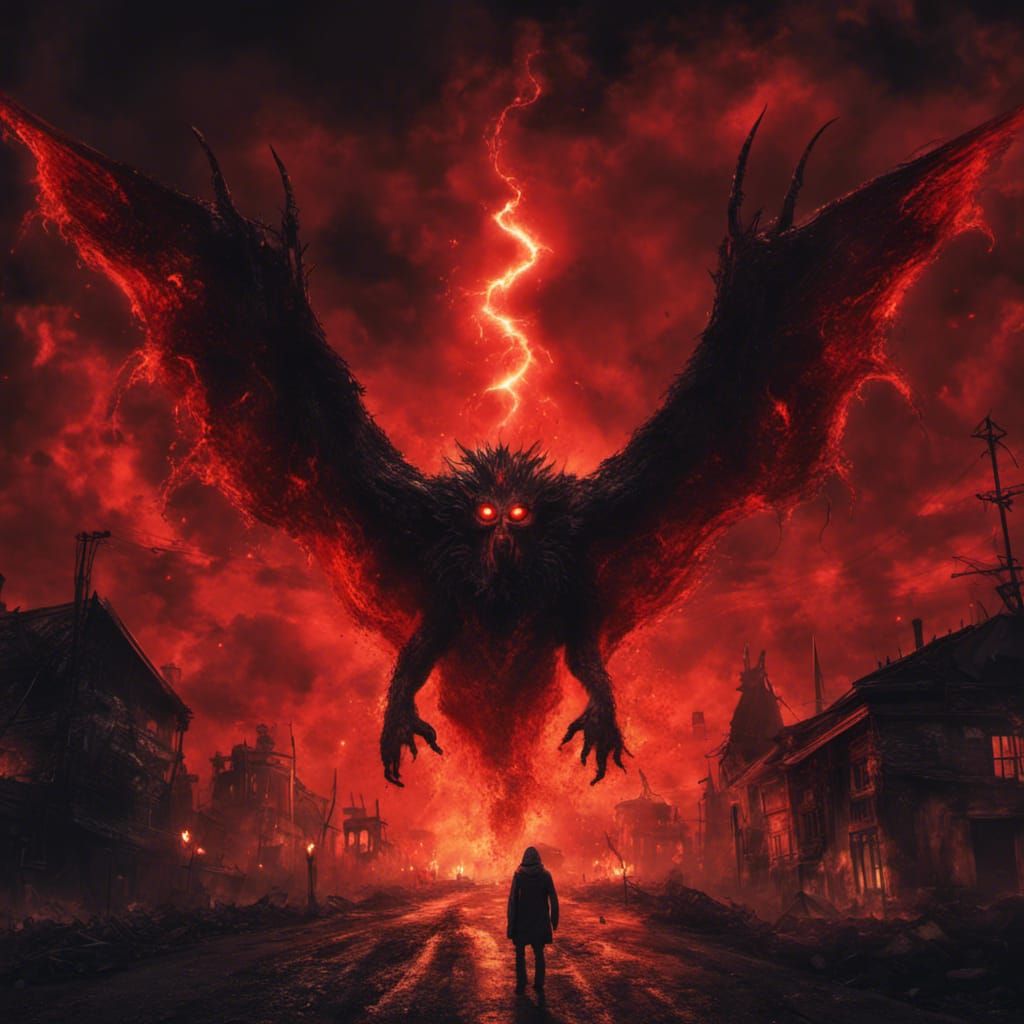 Demonic Eyes in a Fiery Sky: Fantasy Concept Art