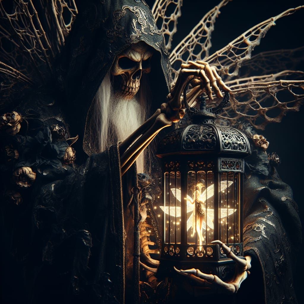 Necromancer with Fairy Lantern: Cinematic Dark Fantasy