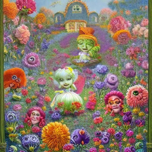 Fantastical Flower Creatures in Surreal Digital Painting